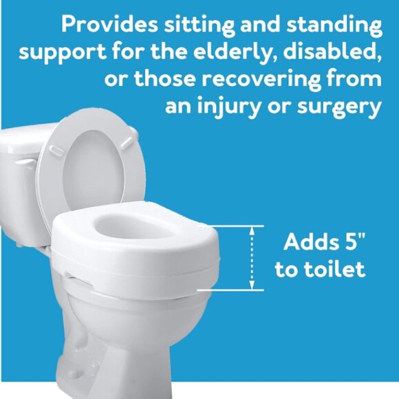Carex Economy Raised Toilet Seat, 5.5'' White, 300 lb Capacity - 1 Count - Picture 4 of 9